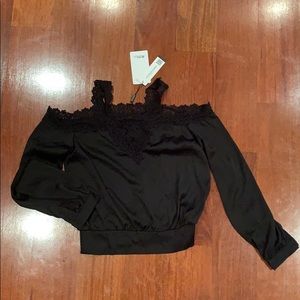 Black over the shoulder long sleeve blouse